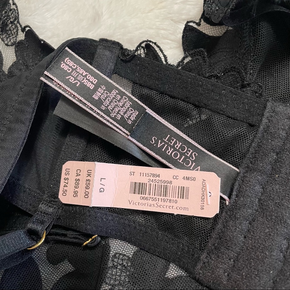 Victoria Secret Black Floral Longline Bralette - Picture 9 of 9